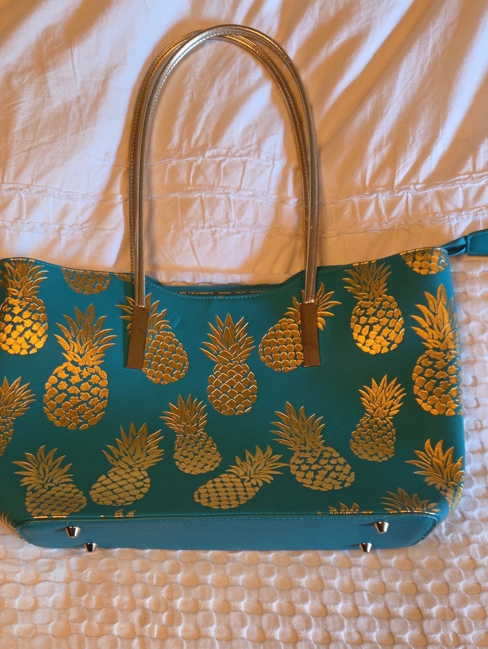 Cowgirl Trendy Pineapple Print Teal Tote Bag